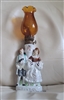 vintage porcelain figural oil lamp courting couple amber glass chimney preowned decor