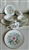 Lenox Cascade vintage ivory china teacups and matching saucers set of 4 with floral bouquet center and gold trim 1950s