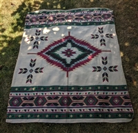 Vintage Southwestern colorful patterned polyester fleece blanket with no stains