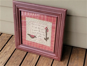 Historical phrase nature theme hand stitched linen framed wall decor glass protection
