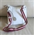 Giani Bernini white leather vertical crossbody bag with burgundy striped strap and silver shackle hardware hooks