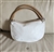 Maxx New York white pebbled leather shoulder bag with tan trim and silver tone hardware