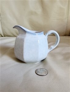 Mikasa Avante Blue pattern octagonal faceted porcelain creamer pitcher made in Japan from the 1970s