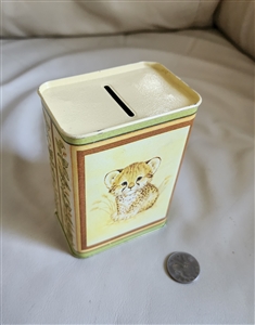 Hallmark Cards tin coin money bank animal cubs
