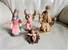 Four piece vintage Fontanini Depose Italy Spider Mark spiritual display set including King Mary Angel and Baby Jesus