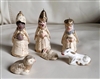 Vintage Mexican folk art clay 6 piece nativity set