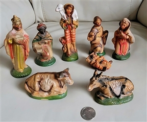 Vintage Mexican Terracotta Nativity Set 8 Piece
