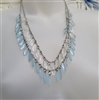 vintage womens avant garde waterfall double strand aqua bead necklace with cascading crystal teardrop dangles and silver tone hardware
