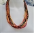 Vintage multi-strand earth-tone tubular bead necklace with silver-tone accents