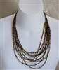 preowned vintage multi strand cascading bead necklace brown yellow other colors plastic beads