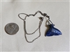 preowned vintage nakagawa japan hand carved stone whale tail pendant necklace with blue inlay and silver tone chain
