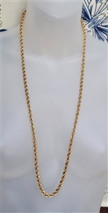 Vintage Monet goldtone double twisted rope necklace showing multi chain links and hallmark tag