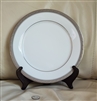 preowned vintage Noritake Crestwood Platinum white dinner plate with elegant platinum scroll rim