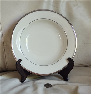 preowned vintage Lenox Solitaire ivory bone china soup bowl with platinum trim