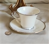 preowned vintage Lenox Solitaire ivory bone china teacup and saucer set with platinum trim