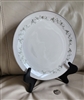 preowned vintage Noritake Weston white round dinner plate with green floral rim and platinum edge