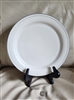 preowned vintage Lenox Chinastone ivory round dinner plate with dark blue pinstripe rings on rim