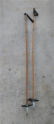 Vintage Nordic Bamboo Ski Poles White Basket White Grip & White Straps 120 cm 