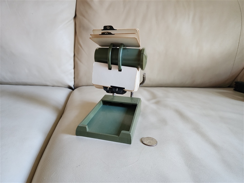 Vintage green open-top Rolodex V524 J V-File desk organizer