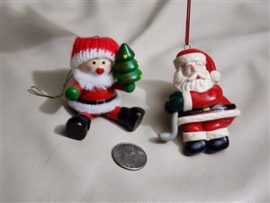 Two vintage Santas Christmas tree ornament holiday season decor
