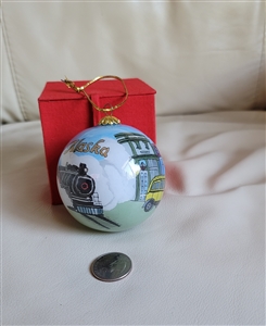 Hand painted holiday theme glass ornament Alaska