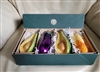 Vintage S and H German hand blown glass vegetable Christmas ornaments set of 4 in original box