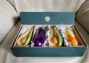 Vintage S and H German hand blown glass vegetable Christmas ornaments set of 4 in original box