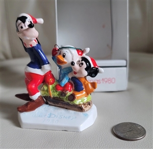 Walt Disney ornaments Schmid Christmas 1980 Sleight Ride with Pluto and Disney kids
