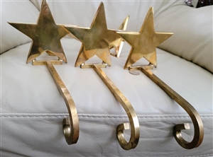 Solid solid brass star stocking holders decor