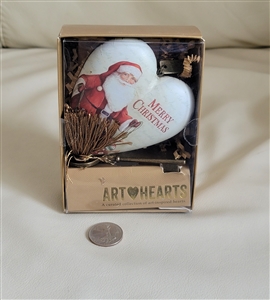 Demdaco Art Hearts Life the Spirits resin ornament in box featuring Santa Claus decoupage design and decorative key