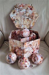 Holiday Christmas paper decoupaged ornaments