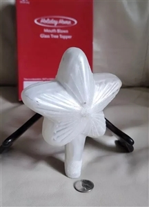 Vintage White glass sparkling star Christmas tree topper Holiday Homes