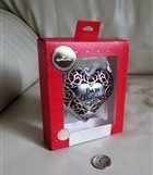 Hallmark 2009 Our 1st Christmas antique silver metal filigree hinged heart locket ornament in original red box