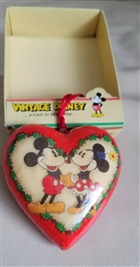 Santas World Disney Kurt S Adler Mickey and Minnie heart ornament