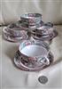 Y T Hong Kong eggshell teacups and saucers in colorful hand painted patterns
