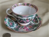 YT Hong Kong hand painted porcelain teacup with saucer colorful design collectible