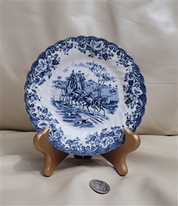 White with Blue coaching Scene Johnson bros Made in England Stoke-on-Trent Coaching  Scenes 1011# Serving Plate