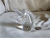 1980s clear art glass unicorn bust figurine paperweight with internal controlled bubble design preowned