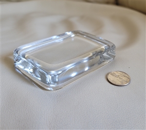 Solid clear glass rectangular block magnifying paperweight reading lens office desk accessory preowned