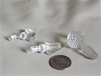 Clear glass vintage stoppers in set of three replacement for perfume bottles collectible glass