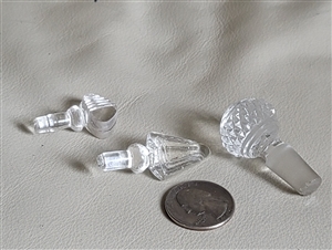 Clear glass vintage stoppers in set of three replacement for perfume bottles collectible glass