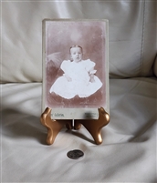 Antique Victorian photograph cabinet card of baby girl by Powers Galleries Missouri