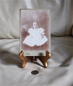 Antique Victorian photograph cabinet card of baby girl by Powers Galleries Missouri