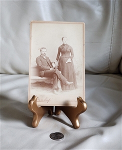 Photograph antique cabinet card couple Al Dunlap Chillicothe MO handwritten signature on back 1903