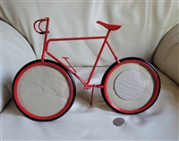 Red racing bicycle metal dual picture frame home decor and gift idea