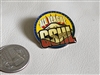 Front view of colorful 2000s Greater St Helens League GSHL All League high school sports award pin next to coin