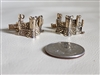 Mens Cufflinks Swank Castle Fortress gold tone vintage jewelry displaying castle design and hallmark toggle backs