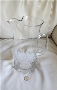 Krosno Poland clear glass pitcher with etched clipper ship made for Toscany