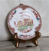 Vintage Brown and Richie English Castles porcelain saucer with hand colored transferware design