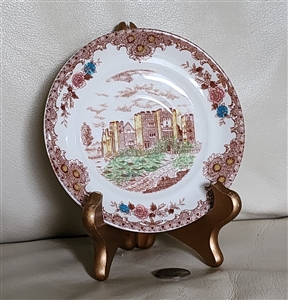 Vintage Brown and Richie English Castles porcelain saucer with hand colored transferware design